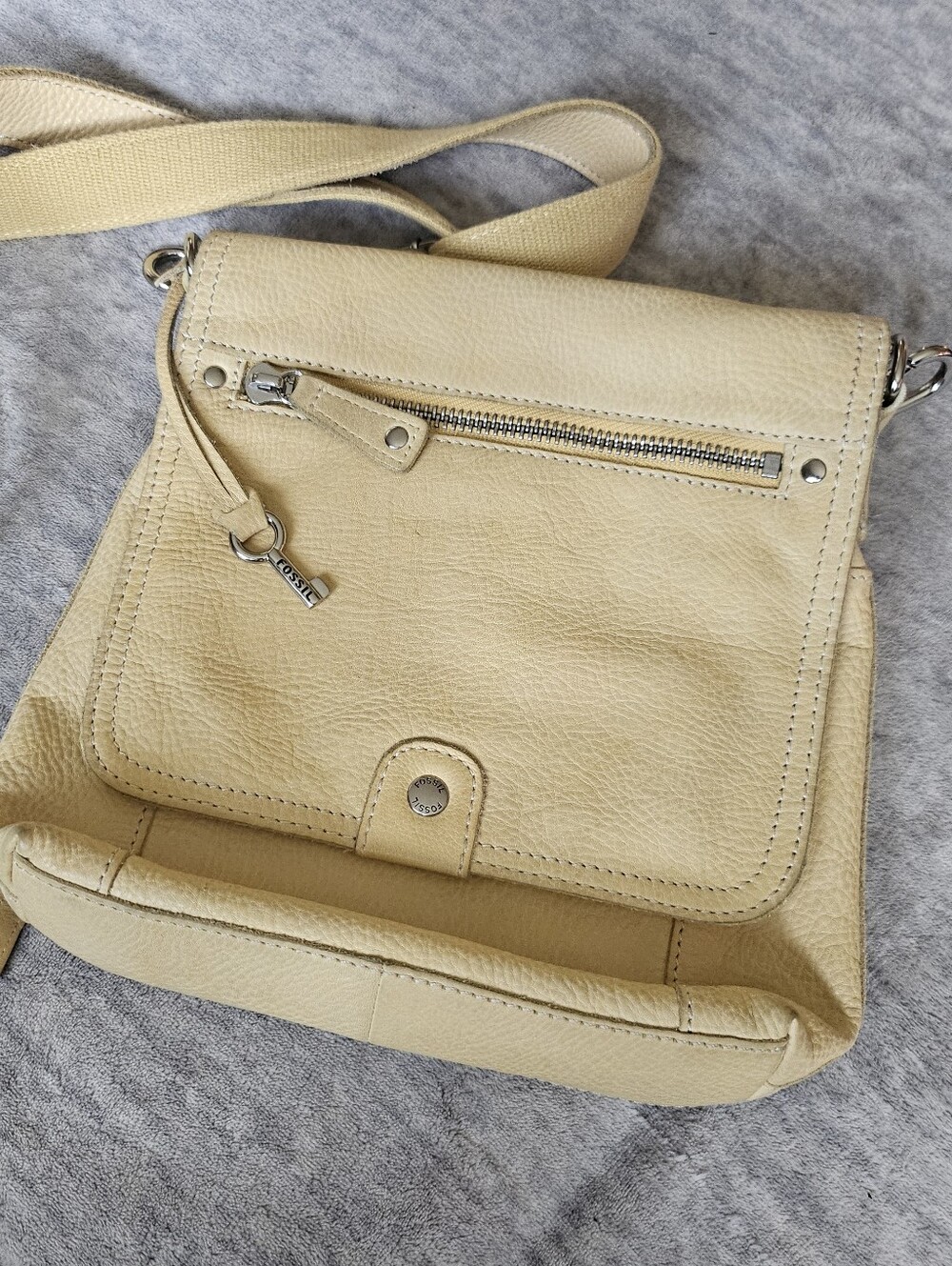 Fossil leather organizer crossbody light yellow